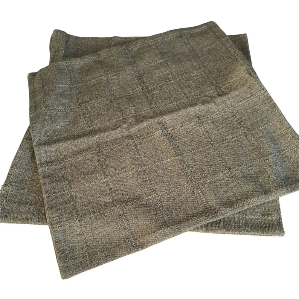 Foindtower Set of 2 Decorative Linen Check Throw Pillow Covers new